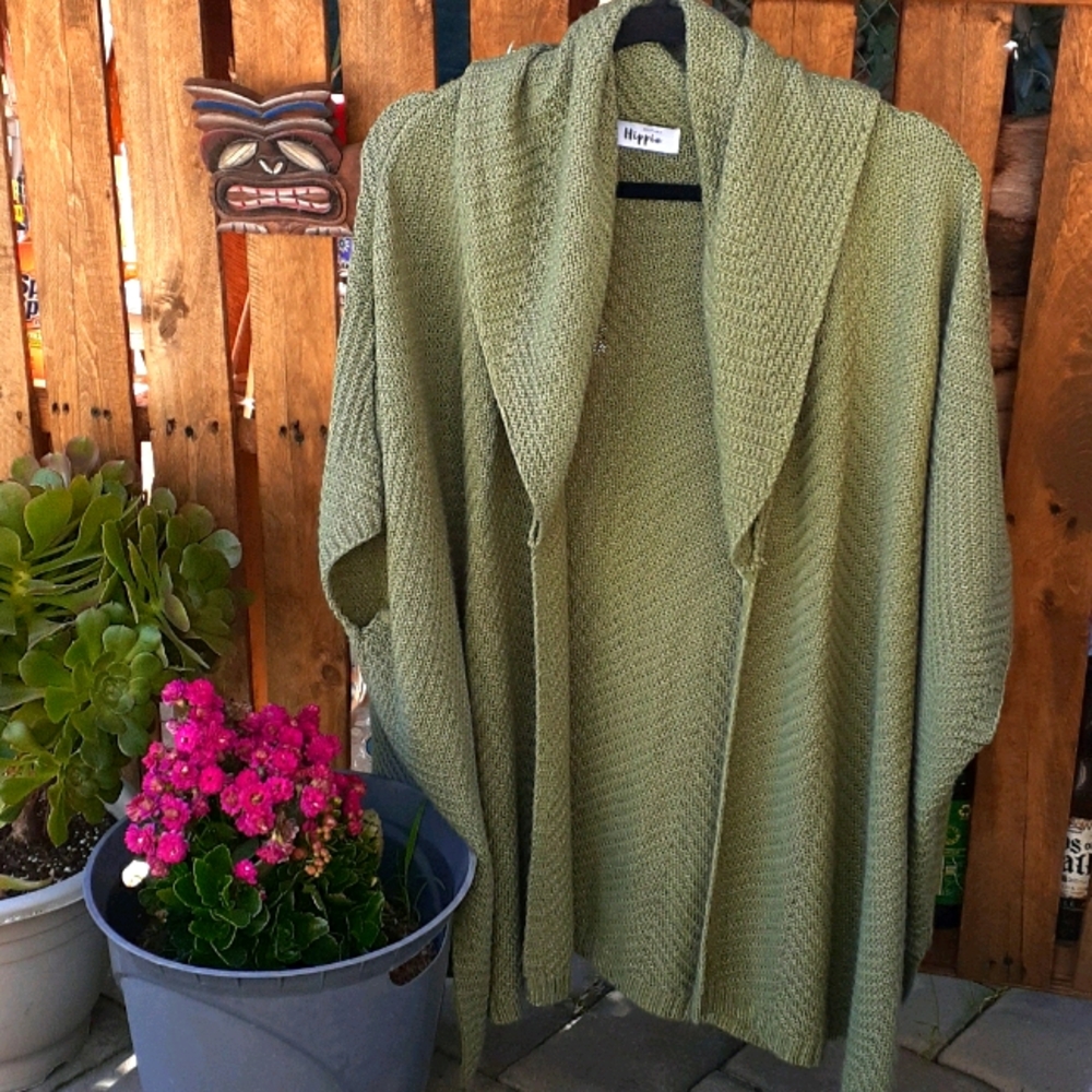 Military Hippie  Shrug Sweater One Size,  Green